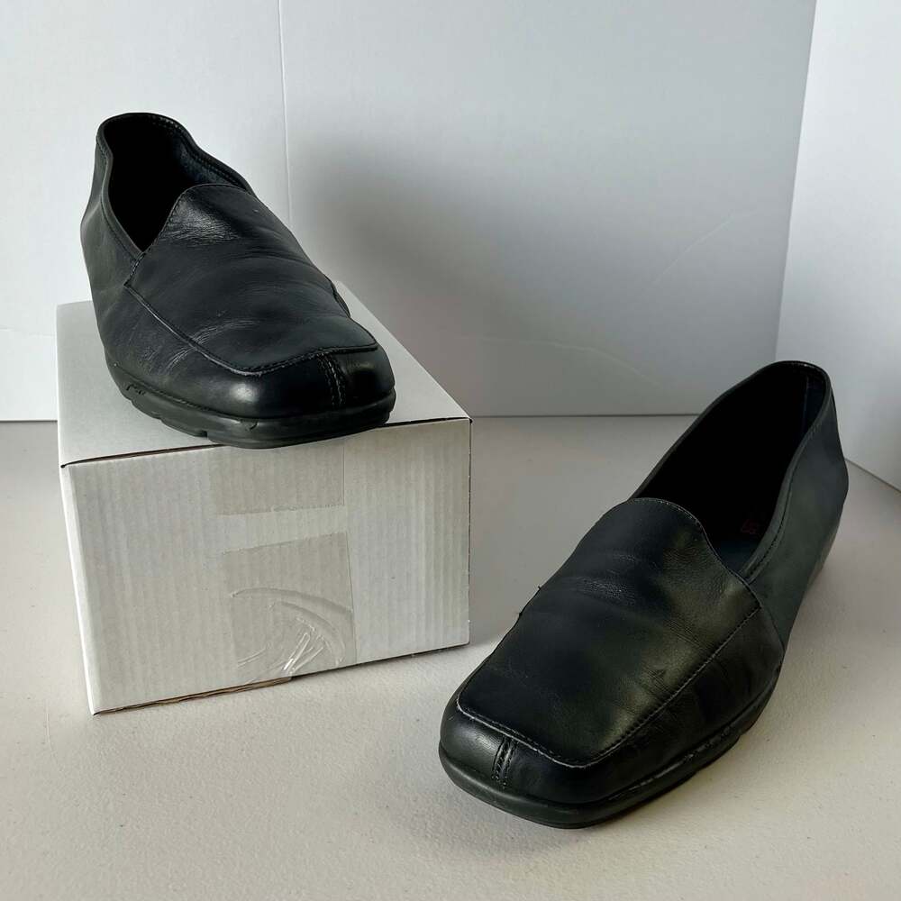 Aerosoles Black Leather Slip On Comfort‎ Loafers Minimalist US 11B